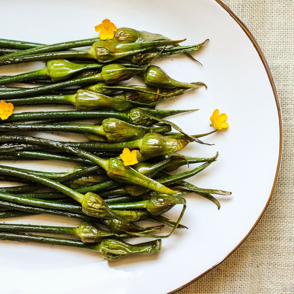 savory grilled garlic scapes
