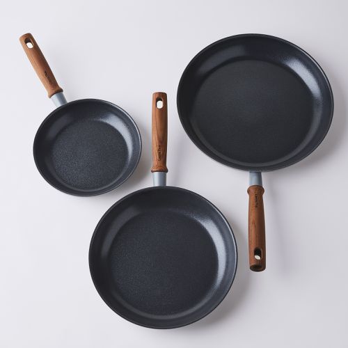 Tower Frying Pan and Saucepan Pan Set Graph Non-Stick with Wood Effect Handles 