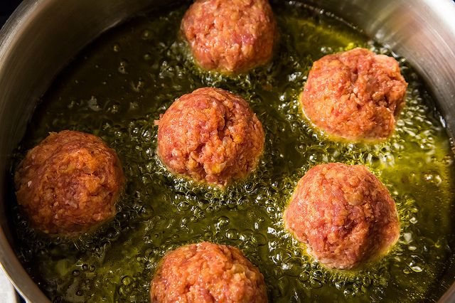 frying meatballs