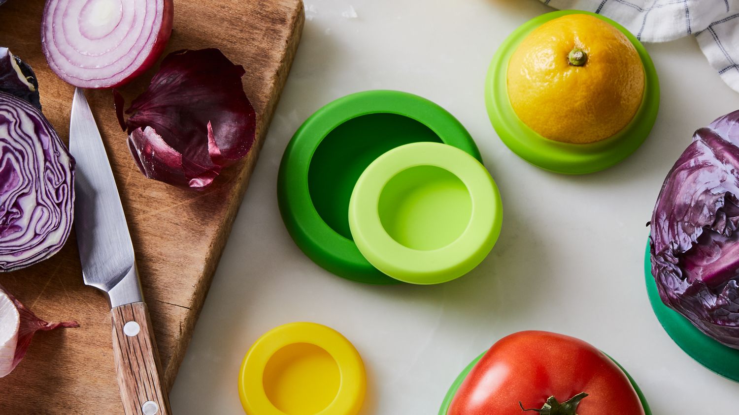 Farberware Food Huggers Reusable Silicone Savers Set of 4 Fresh Greens
