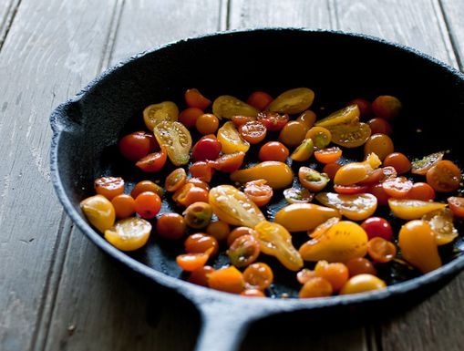 Roasted Sungold and Pear Tomatoes with Fontina and Thyme