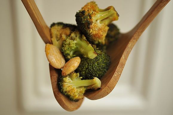 Roasted Broccolli with Smoled Paprika Vinaigrette and Marcona Almonds