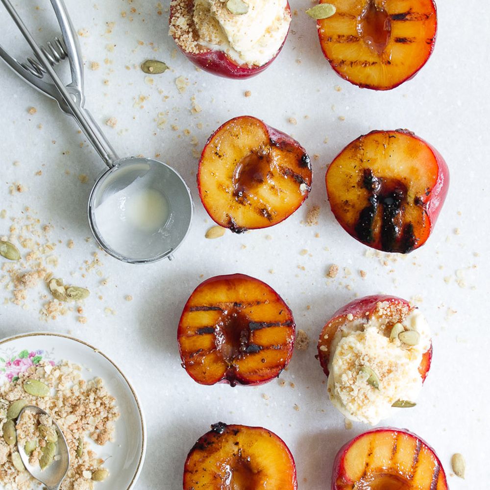 maple grilled nectarines & almond-oat crumb (gluten-free)