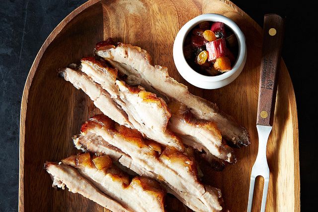 Pork Belly with Rhubarb Ginger Compote on Food52