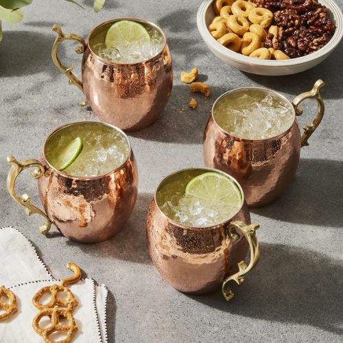Vintage-Inspired Copper Moscow Mule Mugs with Handcrafted Handle