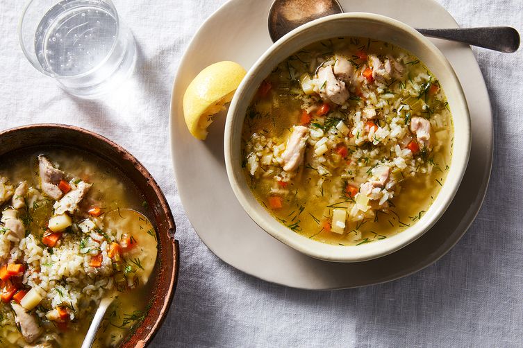 Easy, Lemony Chicken & Rice Soup with Dill