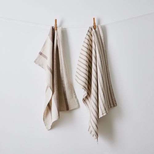 Food52 Stripe Linen Kitchen Towels (Set of 2) - Navy