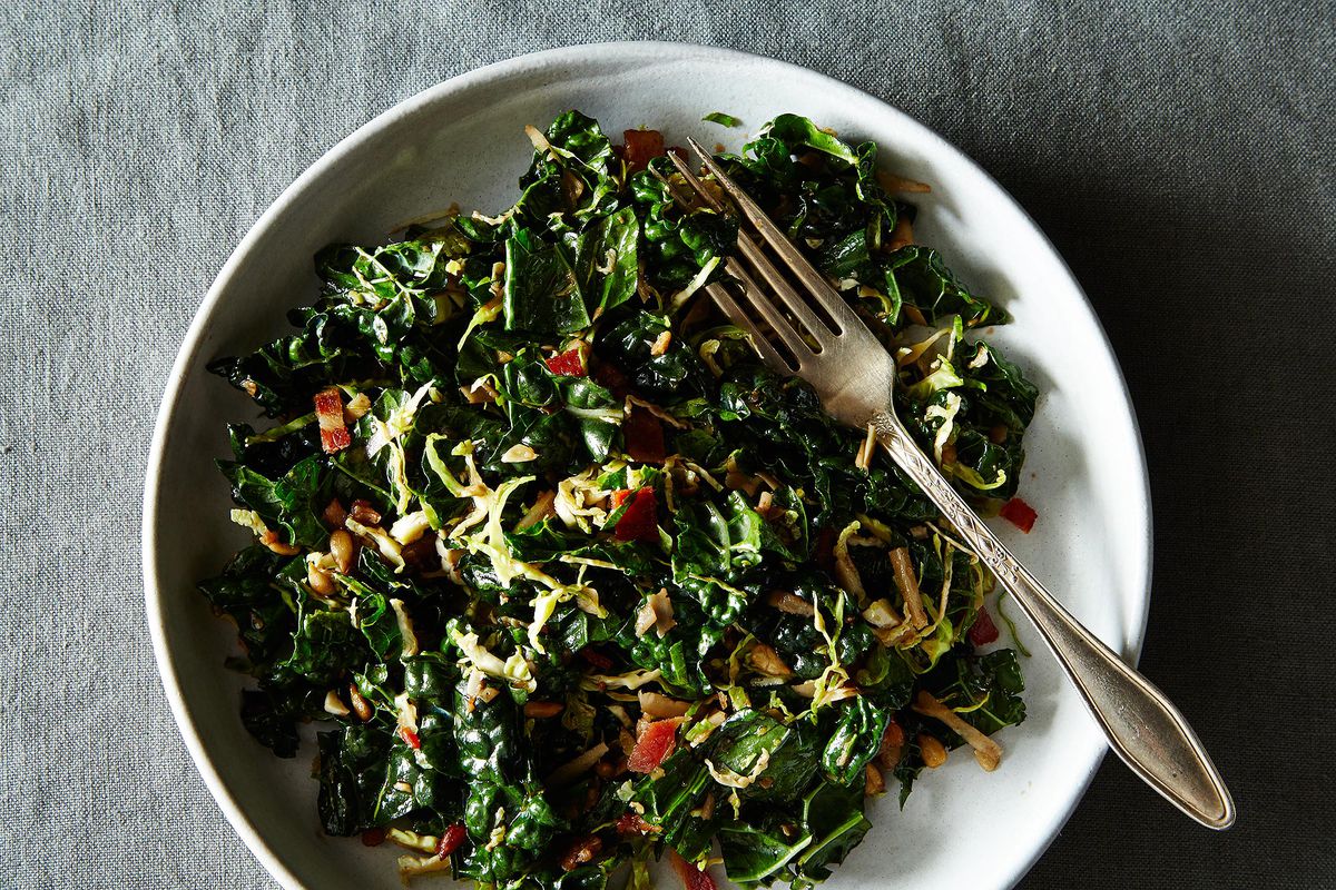 Kale and Brussels Sprout Salad with Honey Balsamic Dressing Recipe on Food5...