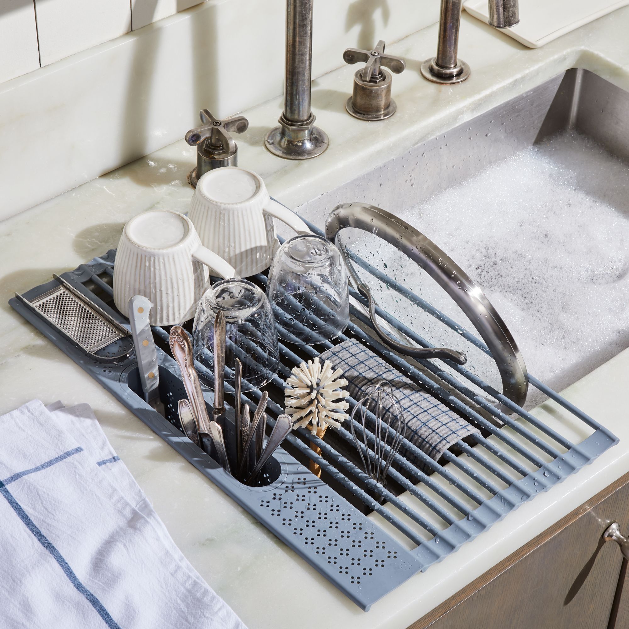 Over The Sink Dish Drying Rack Drainer Drain Strainer Countertop Counter Storage 