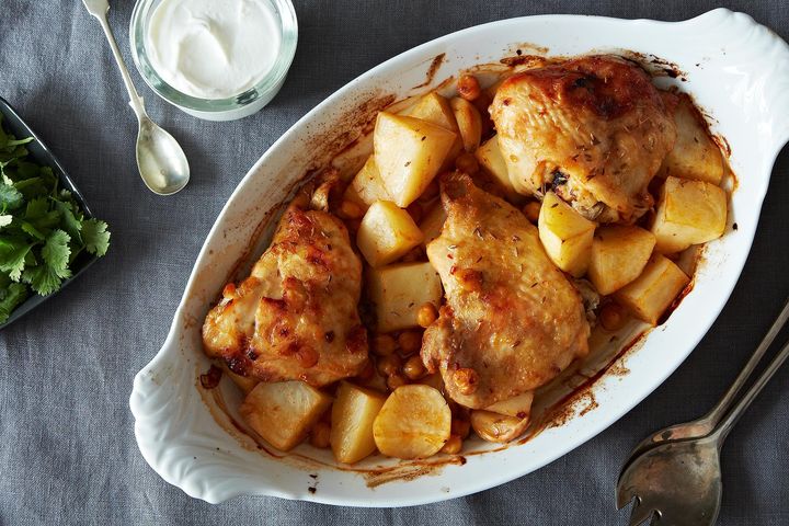 Extraordinary Marinated and Roasted Chicken, Potatoes, and Chickpeas