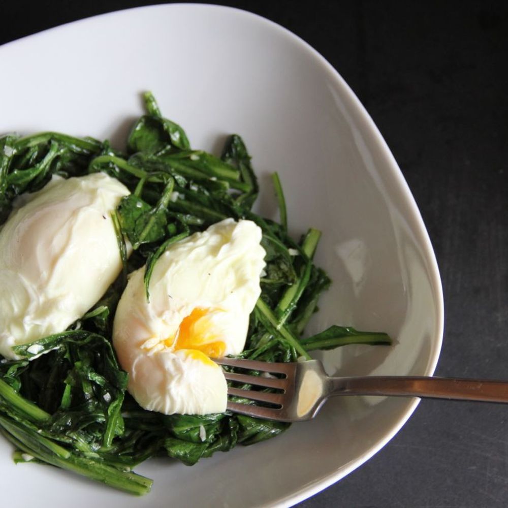 spigarello with poached eggs