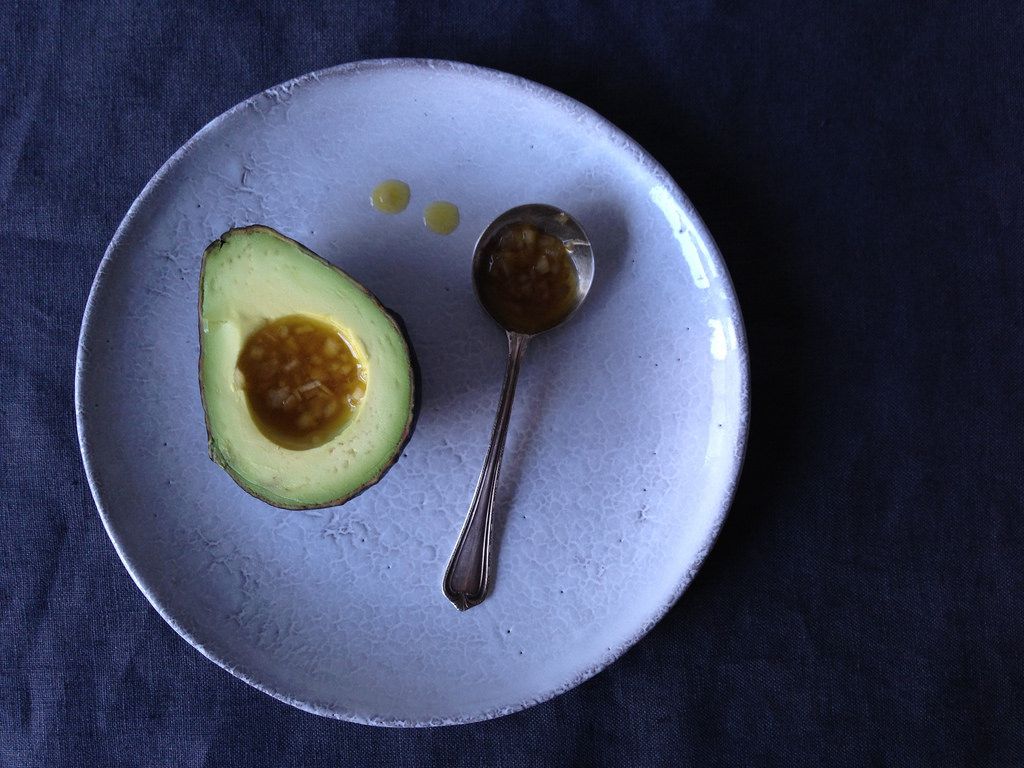 Avocados with vinaigrette for lunch