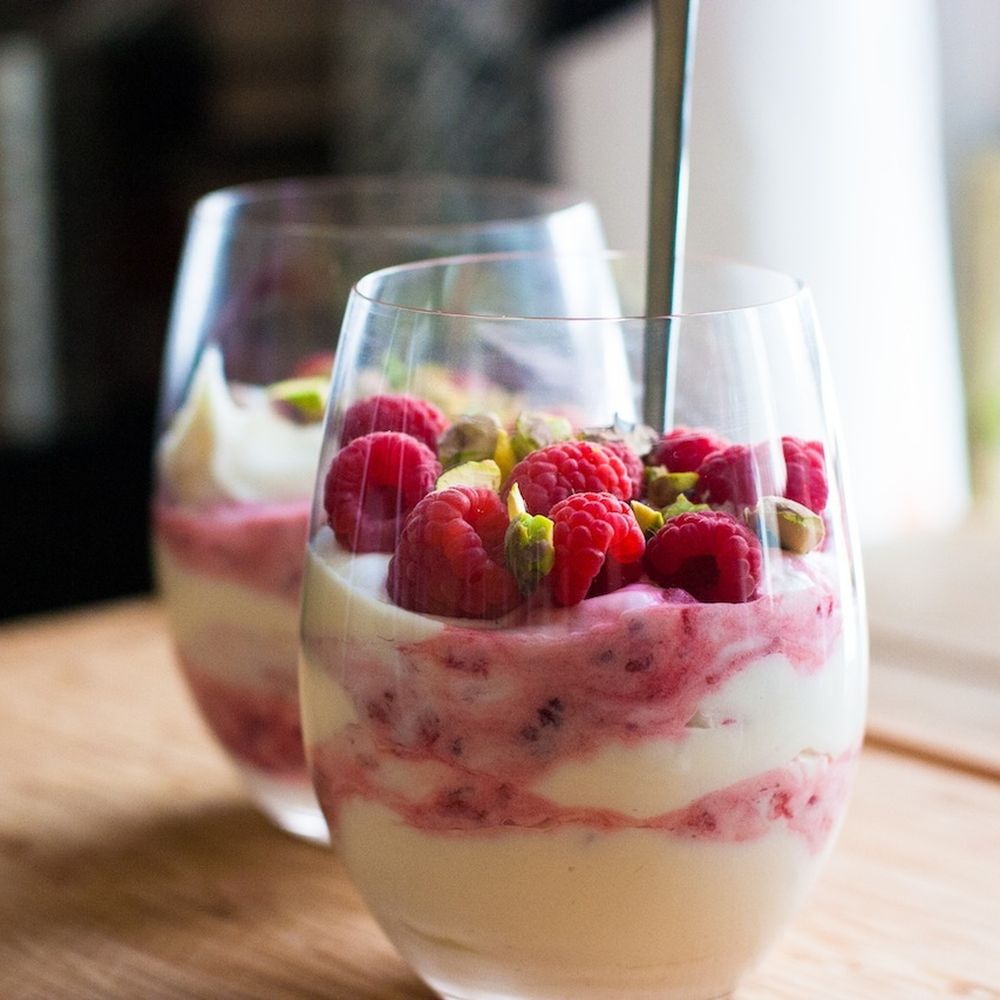 raspberry and rosewater fool