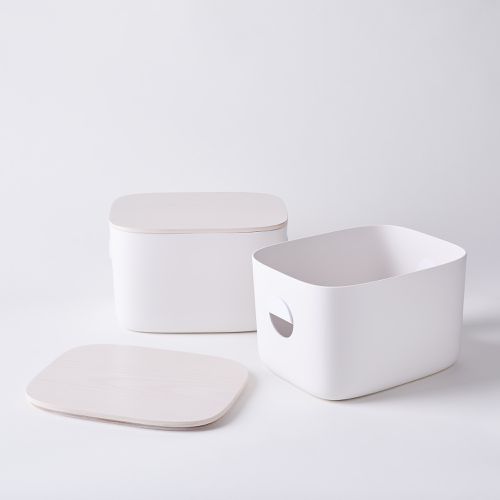 Open Spaces Small Storage Bins with Lids, Set of 2 White/Cream - New
