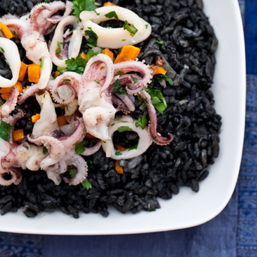 spicy squid ink risotto (without the plane ticket)
